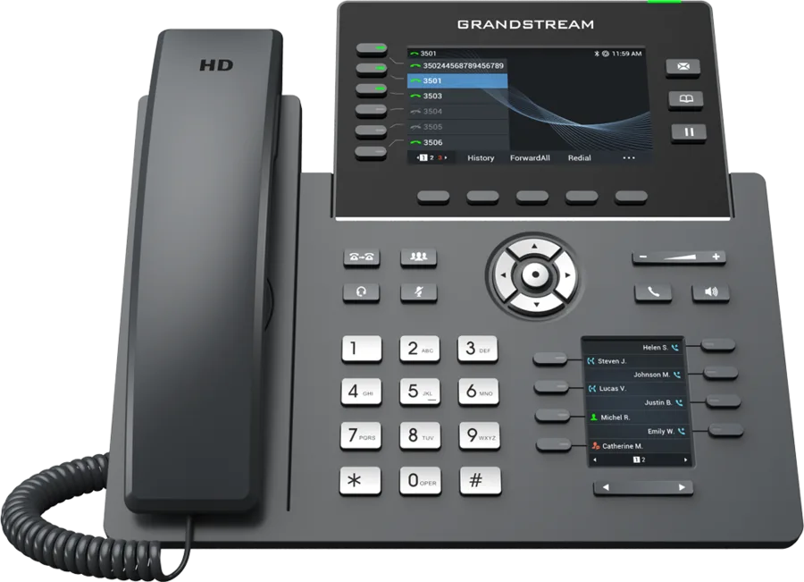 Grandstream GRP2616 desk phone with a second screen for line keys